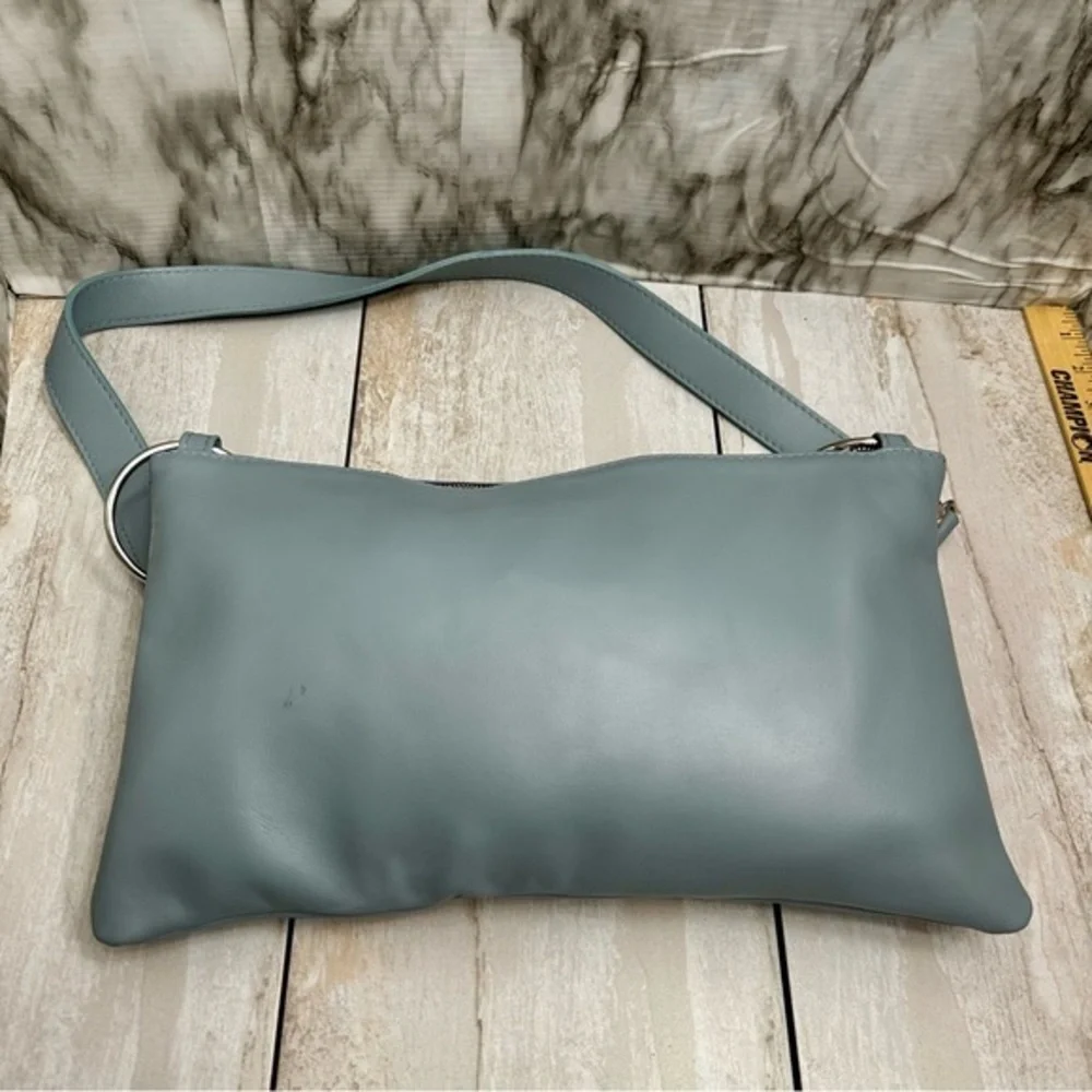 Retropose Handmade Italian Leather Boho Frosty Blue Hobo Bag Coquette Coastal